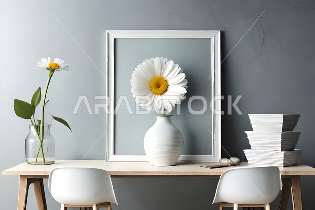 صورة مقربة لمزهرية بجانبها لوحة خشبية ، ورود وأزهار الزينة ، ديكورات ، تحف وديكورات ، اكسسوارات،  ديكور داخلي ، نباتات زينه