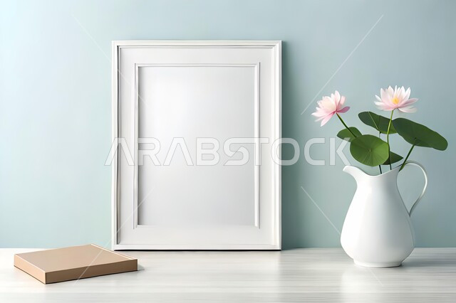 صورة مقربة لمزهرية بجانبها لوحة خشبية ، ورود وأزهار الزينة ، ديكورات ، تحف وديكورات ، اكسسوارات،  ديكور داخلي ، نباتات زينه