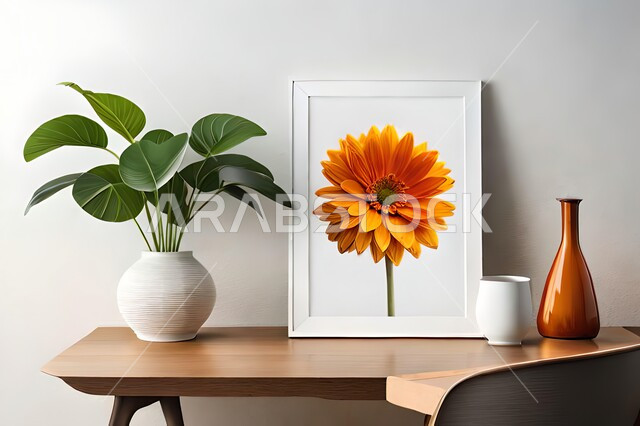 صورة مقربة لمزهرية بجانبها لوحة خشبية ، ورود وأزهار الزينة ، ديكورات ، تحف وديكورات ، اكسسوارات،  ديكور داخلي