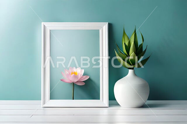 صورة مقربة لمزهرية بجانبها لوحة خشبية ، ورود وأزهار الزينة ، ديكورات ، تحف وديكورات ، اكسسوارات،  ديكور داخلي