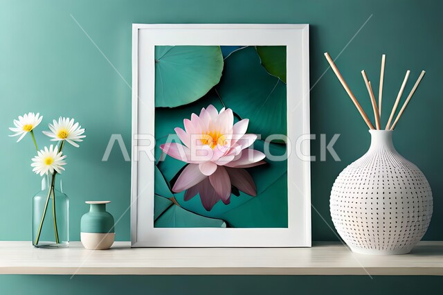 صورة مقربة لمزهرية بجانبها لوحة خشبية ، ورود وأزهار الزينة ، ديكورات ، تحف وديكورات ، اكسسوارات،  ديكور داخلي