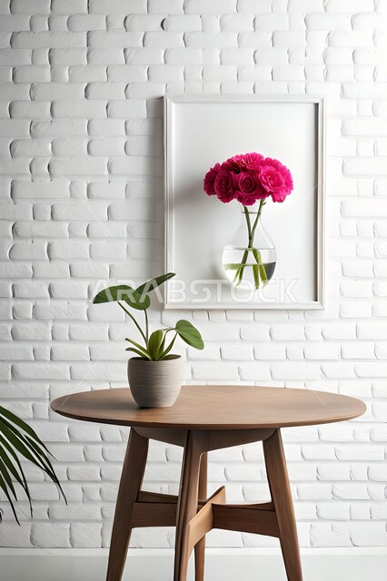 صورة مقربة لمزهرية بجانبها لوحة خشبية ، ورود وأزهار الزينة ، ديكورات ، تحف وديكورات ، اكسسوارات،  ديكور داخلي