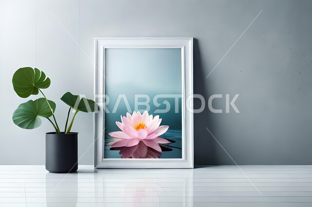 صورة مقربة لمزهرية بجانبها لوحة خشبية ، ورود وأزهار الزينة ، ديكورات ، تحف وديكورات ، اكسسوارات،  ديكور داخلي ، نباتات اصطناعية