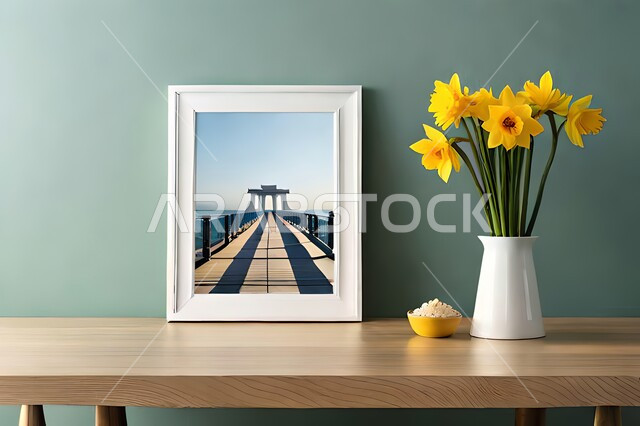 صورة مقربة لمزهرية بجانبها لوحة خشبية ، ورود وأزهار الزينة ، ديكورات ، تحف وديكورات ، اكسسوارات،  ديكور داخلي ، نباتات اصطناعية