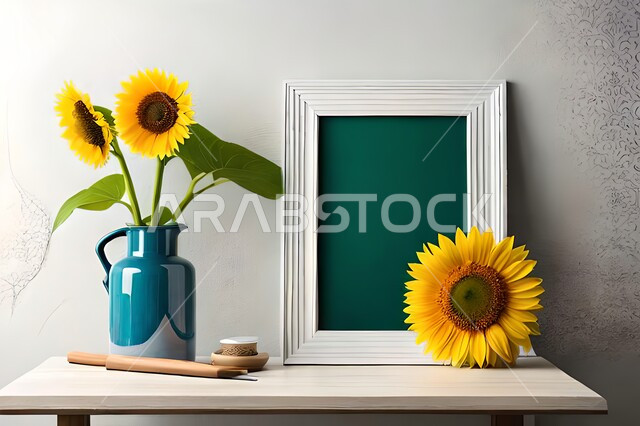 صورة مقربة لمزهرية بجانبها لوحة خشبية ، ورود وأزهار الزينة ، ديكورات ، تحف وديكورات ، اكسسوارات،  ديكور داخلي ، نباتات اصطناعية