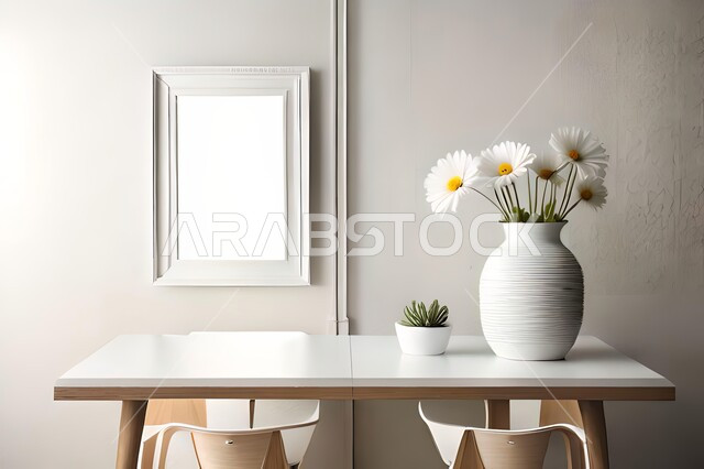 صورة مقربة لمزهرية بجانبها لوحة خشبية ، ورود وأزهار الزينة ، ديكورات ، تحف وديكورات ، اكسسوارات،  ديكور داخلي ، نباتات اصطناعية