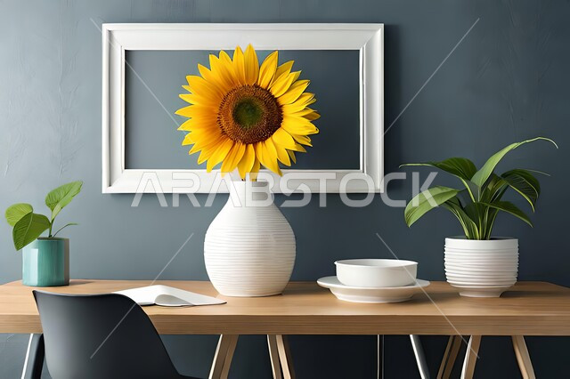 صورة مقربة لمزهرية بجانبها لوحة خشبية ، ورود وأزهار الزينة ، ديكورات ، تحف وديكورات ، اكسسوارات،  ديكور داخلي ، نباتات اصطناعية