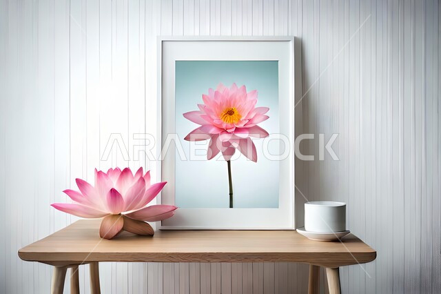 صورة مقربة لمزهرية بجانبها لوحة خشبية ، ورود وأزهار الزينة ، ديكورات ، تحف وديكورات ، اكسسوارات،  ديكور داخلي ، نباتات اصطناعية