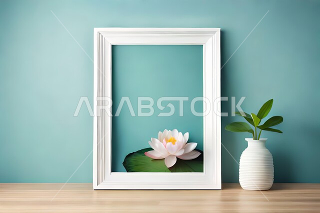 صورة مقربة لمزهرية بجانبها لوحة خشبية ، ورود وأزهار الزينة ، ديكورات ، تحف وديكورات ، اكسسوارات،  ديكور داخلي ، نباتات اصطناعية