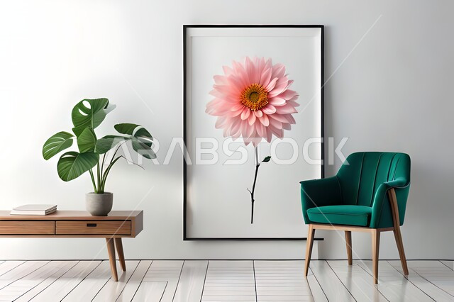 صورة مقربة لمزهرية بجانبها لوحة خشبية ، ورود وأزهار الزينة ، ديكورات ، تحف وديكورات ، اكسسوارات،  ديكور داخلي ، نباتات اصطناعية