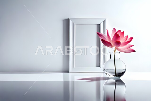 صورة مقربة لمزهرية بجانبها لوحة خشبية ، ورود وأزهار الزينة ، ديكورات ، تحف وديكورات ، اكسسوارات،  ديكور داخلي ، نباتات اصطناعية