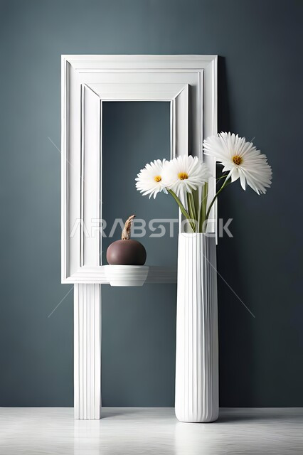 صورة مقربة لمزهرية بجانبها لوحة خشبية ، ورود وأزهار الزينة ، ديكورات ، تحف وديكورات ، اكسسوارات،  ديكور داخلي ، نباتات اصطناعية