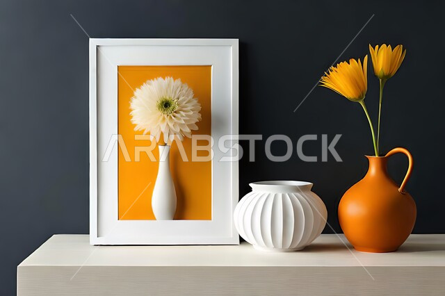 صورة مقربة لمزهرية بجانبها لوحة خشبية ، ورود وأزهار الزينة ، ديكورات ، تحف وديكورات ، اكسسوارات،  ديكور داخلي ، نباتات اصطناعية