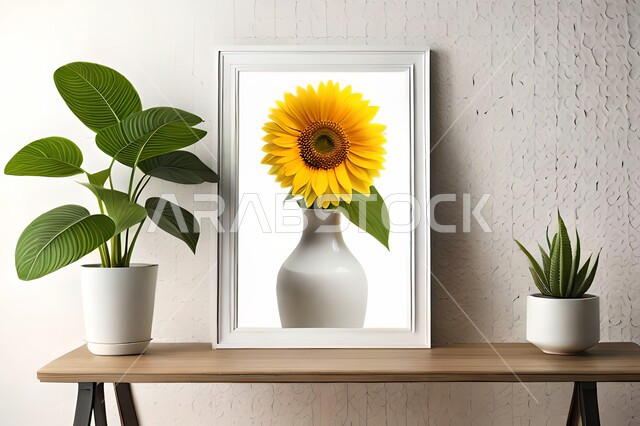 صورة مقربة لمزهرية بجانبها لوحة خشبية ، ورود وأزهار الزينة ، ديكورات ، تحف وديكورات ، اكسسوارات،  ديكور داخلي ، نباتات اصطناعية