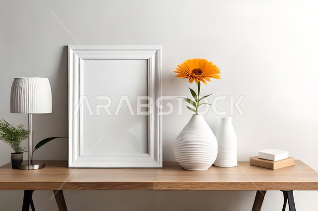 صورة مقربة لمزهرية بجانبها لوحة خشبية ، ورود وأزهار الزينة ، ديكورات ، تحف وديكورات ، اكسسوارات،  ديكور داخلي ، نباتات اصطناعية