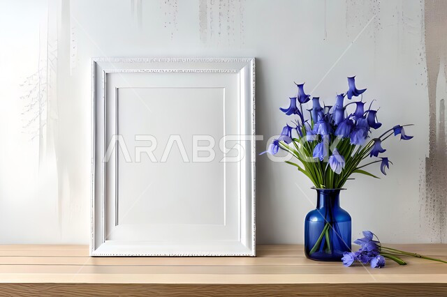 صورة لمزهرية بجانبها لوحة خشبية ، ورود وأزهار الزينة ، ديكورات ، تحف وديكورات ، اكسسوارات،  ديكور داخلي ، نباتات اصطناعية