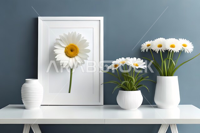 صورة لمزهرية بجانبها لوحة خشبية ، ورود وأزهار الزينة ، ديكورات ، تحف وديكورات ، اكسسوارات،  ديكور داخلي ، نباتات اصطناعية