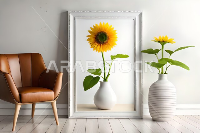 صورة لمزهرية بجانبها لوحة خشبية ، ورود وأزهار الزينة ، ديكورات ، تحف وديكورات ، اكسسوارات،  ديكور داخلي ، نباتات اصطناعية ، نباتات زينة