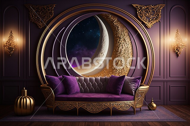 نوافذ في غرفه مطله على مناظر طبيعيه, منظر السماء في الليل ، منظر القمر في السماء ، منظر الفضاء الخارجي,  النجوم المتلالئه في السماء