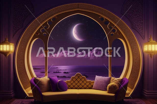 Windows overlooking the view of the moon in the sky, the view of outer space, the twinkling stars in the sky, the view of the night sky, landscapes