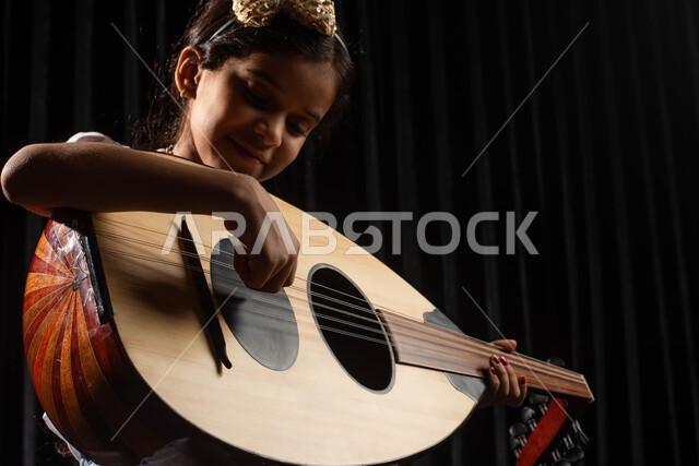 A close-up of a Saudi Arabian Gulf artist girl who presents programs ...