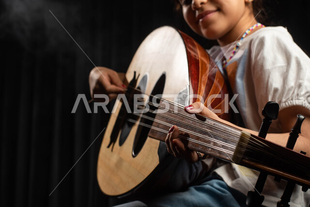 A close-up of a Saudi Arabian Gulf artist girl who presents programs ...