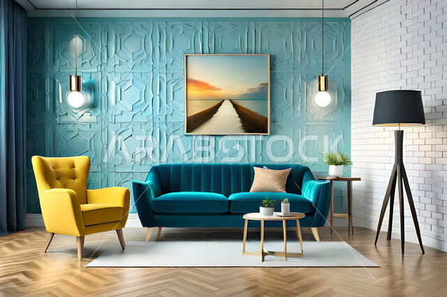 غرفة معيشة بتصاميم عصرية حديثه، لوحات فنية معلقة, ديكورات داخليه، غرفة جلوس, أثاث منزلي راقي، تصاميم عصرية فاخرة، شقق وفلل سكنية, فنادق ومنتجعات فاخره