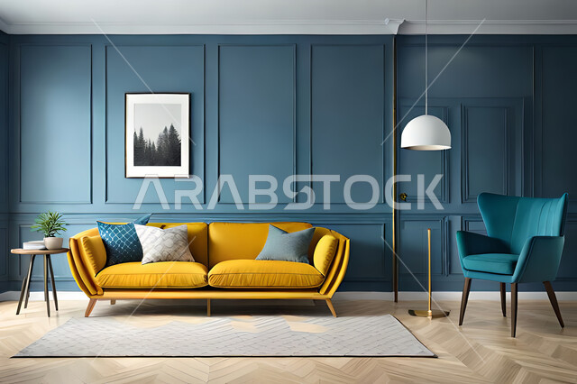 غرفة معيشة بتصاميم عصرية حديثه، لوحات فنية معلقة, ديكورات داخليه، غرفة جلوس, أثاث منزلي راقي، تصاميم عصرية فاخرة، شقق وفلل سكنية, فنادق ومنتجعات فاخره