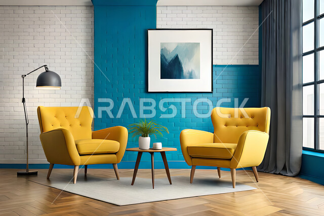 غرفة معيشة بتصاميم عصرية حديثه، لوحات فنية معلقة, ديكورات داخليه، غرفة جلوس, أثاث منزلي راقي، تصاميم عصرية فاخرة، شقق وفلل سكنية, فنادق ومنتجعات فاخره