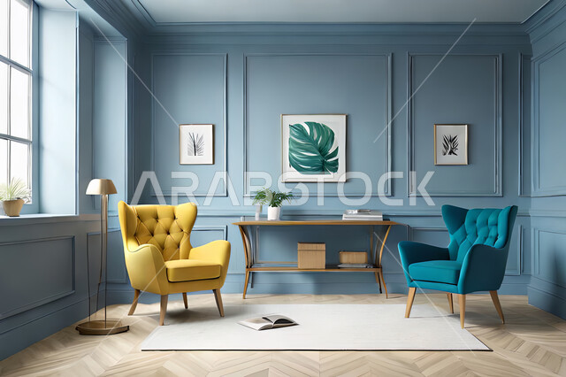 غرفة معيشة بتصاميم عصرية حديثه، غرفة جلوس, لوحات فنية معلقة,  ديكورات داخليه, أثاث منزلي راقي، تصاميم عصرية فاخرة، شقق وفلل سكنية, فنادق ومنتجعات فاخره