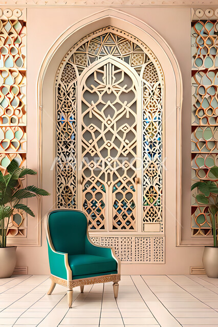 غرفة معيشة بتصاميم عصرية حديثه، زخارف عربية اسلامية, ديكورات داخليه، غرفة جلوس, تصاميم عصرية فاخرة، شقق وفلل سكنية, الفن الهندسي الاسلامي, باب خشبي ملون على الطراز العربي الاسلامي .