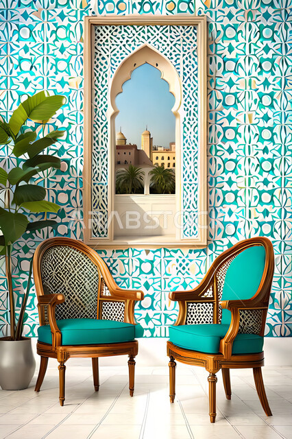 تصاميم عصرية حديثه، غرفة معيشة, ديكورات داخليه، غرفة جلوس, زخارف عربية اسلامية, تصاميم عصرية فاخرة، شقق وفلل سكنية, الفن الهندسي الاسلامي, نافذة خشبية على الطراز  العربي الاسلامي .