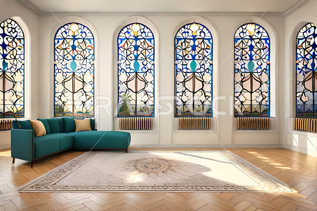 تصاميم عصرية حديثه، غرفة معيشة, ديكورات داخليه، غرفة جلوس, زخارف عربية اسلامية, تصاميم عصرية فاخرة، شقق وفلل سكنية, الفن الهندسي الاسلامي, نافذة خشبية على الطراز  العربي الاسلامي .