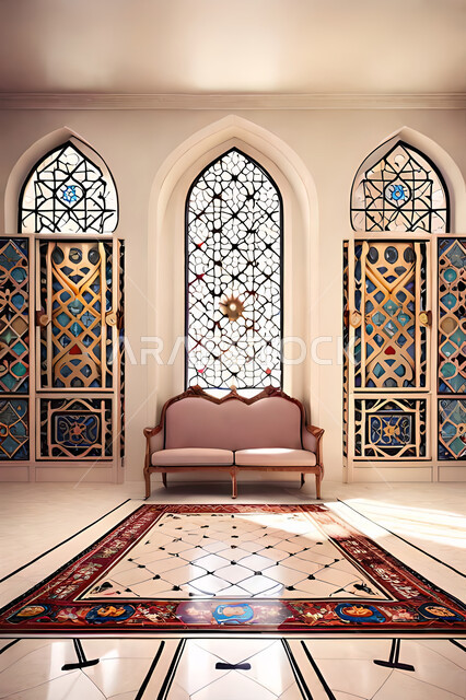 تصاميم عصرية حديثه، غرفة معيشة, ديكورات داخليه، غرفة جلوس, زخارف عربية اسلامية, تصاميم عصرية فاخرة، شقق وفلل سكنية, الفن الهندسي الاسلامي, نافذة خشبية على الطراز  العربي الاسلامي .