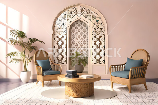 تصاميم عصرية حديثه، غرفة معيشة, ديكورات داخليه، غرفة جلوس, زخارف عربية اسلامية, تصاميم عصرية فاخرة، شقق وفلل سكنية, الفن الهندسي الاسلامي, نافذة خشبية على الطراز  العربي الاسلامي .