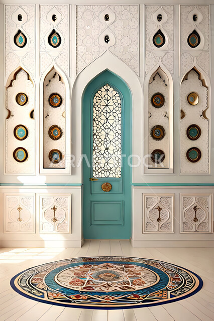 باب خشبي ملون على الطراز العربي العريق, زخارف اسلامية, ديكورات داخلية, الفن الهندسي الاسلامي, تصاميم أبواب مزخرفة