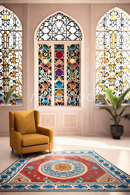 تصاميم عصرية حديثه، غرفة معيشة, ديكورات داخليه، غرفة جلوس, زخارف عربية اسلامية, تصاميم عصرية فاخرة، شقق وفلل سكنية, الفن الهندسي الاسلامي, نافذة خشبية على الطراز  العربي الاسلامي .