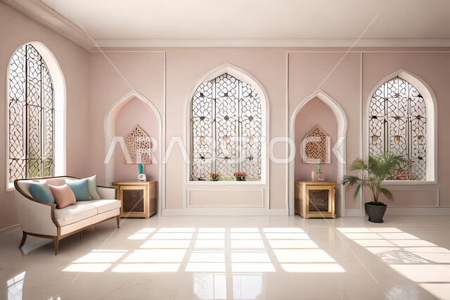 تصاميم عصرية حديثه، غرفة معيشة, ديكورات داخليه، غرفة جلوس, زخارف عربية اسلامية, تصاميم عصرية فاخرة، شقق وفلل سكنية, الفن الهندسي الاسلامي, نافذة خشبية على الطراز  العربي الاسلامي .