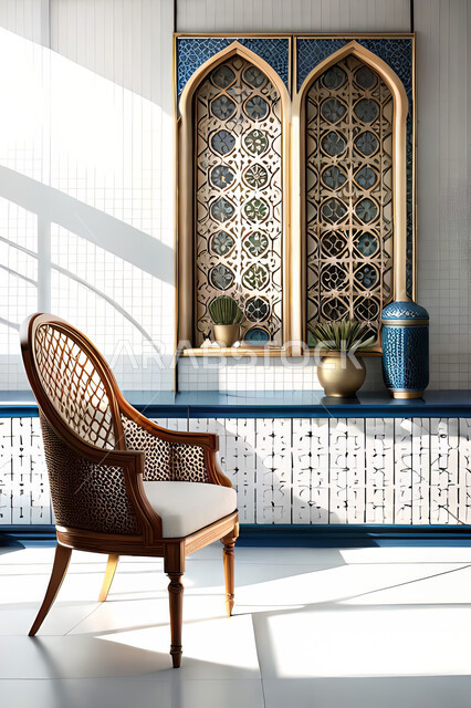 تصاميم عصرية حديثه، غرفة معيشة, ديكورات داخليه، غرفة جلوس, زخارف عربية اسلامية, تصاميم عصرية فاخرة، شقق وفلل سكنية, الفن الهندسي الاسلامي, نافذة خشبية على الطراز  العربي الاسلامي .