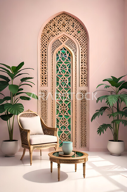 تصاميم عصرية حديثه، غرفة معيشة, باب خشبي ملون على الطراز العربي الاسلامي, زخارف عربية اسلامية, ديكورات داخليه، غرفة جلوس, تصاميم عصرية فاخرة، شقق وفلل سكنية, الفن الهندسي الاسلامي .