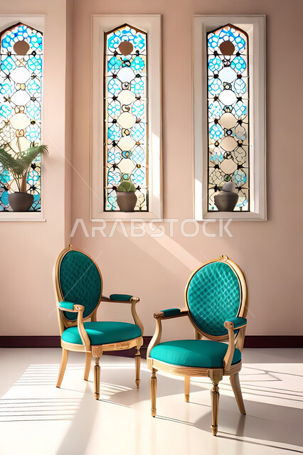 ديكورات داخلية, غرفة معيشة بتصاميم عصرية حديثه، باب خشبي ملون على الطراز العربي الاسلامي, زخارف عربية اسلامية، غرفة جلوس, تصاميم عصرية فاخرة، شقق وفلل سكنية, الفن الهندسي الاسلامي .