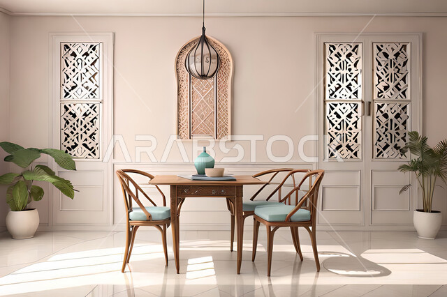 غرفة طعام بتصاميم عصرية حديثه،الفن الهندسي الاسلامي, زخارف عربية اسلامية, ديكورات داخليه، غرفة جلوس, تصاميم عصرية فاخرة، شقق وفلل سكنية .