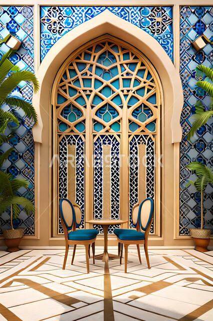 Living room with modern modern designs, luxurious modern designs, colored wooden door in the Arab-Islamic style, Islamic geometric art, Arab-Islamic decorations, interior decorations, living room, apartments and villas.