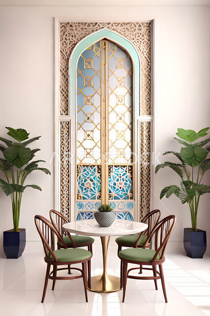 Living room with modern modern designs, luxurious modern designs, colored wooden door in the Arab-Islamic style, Islamic geometric art, Arab-Islamic decorations, interior decorations, living room, apartments and villas.