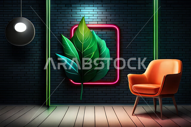 غرفة معيشة بديكورات ورق الشجر, ديكور داخلي, تصاميم ومعلقات, لوحات فنية معلقة, خلفية أوراق الشجر و النباتات.