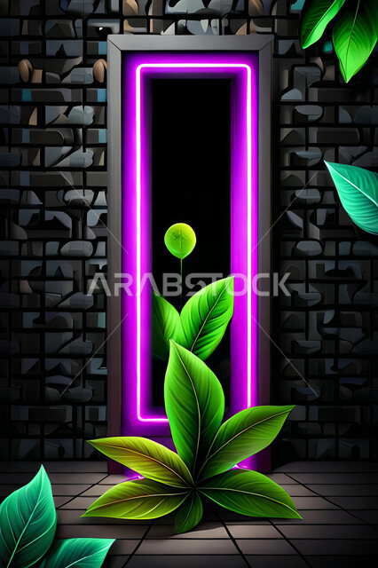 خلفية اطار ملون , الأوراق الاستوائية ، خلفية باللون الاخضر، خلفيات حديثة ، ورق شجر بأشكال مختلفة, خلفيات, أوراق الشجر .