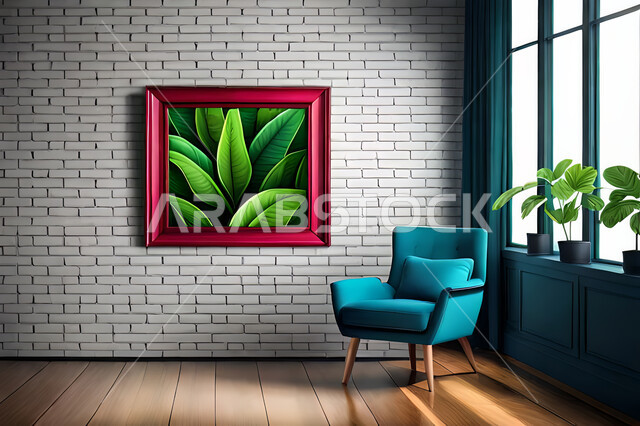 غرفة جلوس بديكورات ورق الشجر, ديكور داخلي, تصاميم ومعلقات, لوحات فنية معلقة, خلفية أوراق الشجر و النباتات.