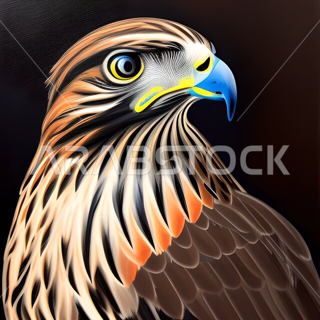 رسوم فنية ابداعية لطائر الصقر، لوحة فنية، فن تشكيلي، لوحة فنية جدارية، طائر الصقر الجارح، معارض وفنون