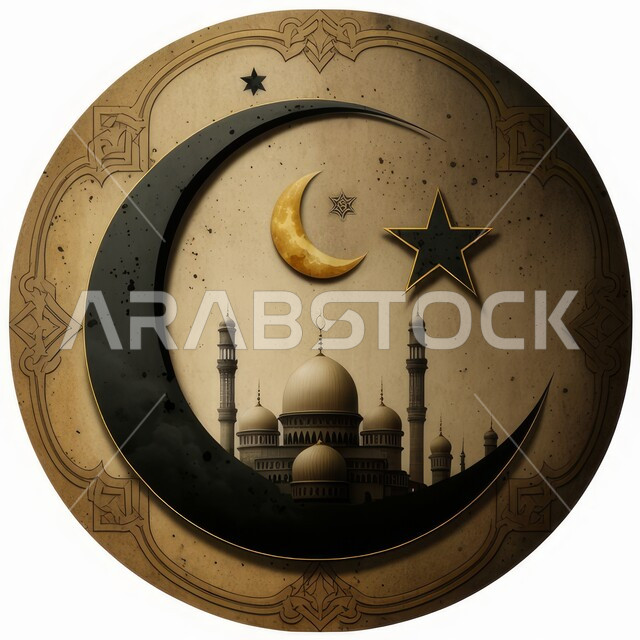 تصاميم اسلامية ثلاثية الأبعاد لهلال شهر رمضان، خلفية إسلامية، مسجد إسلامي بتصاميم ابداعية، زخارف اسلامية، ديكورات رمضانية، خلفية بيضاء