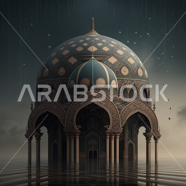 تصاميم ابداعية لمسجد إسلامي، زخارف اسلامية، تصاميم وديكورات اسلامية، خلفية إسلامية ثلاثية الأبعاد، مسجد ثري دي، إسلاميات وعبادة